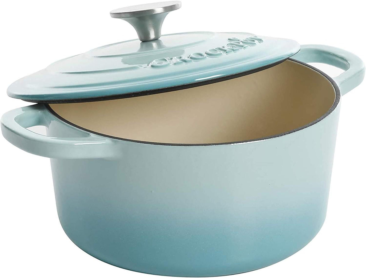 3 Quart Enameled Cast Iron Dutch Oven – Aqua - Curated Catalog E9